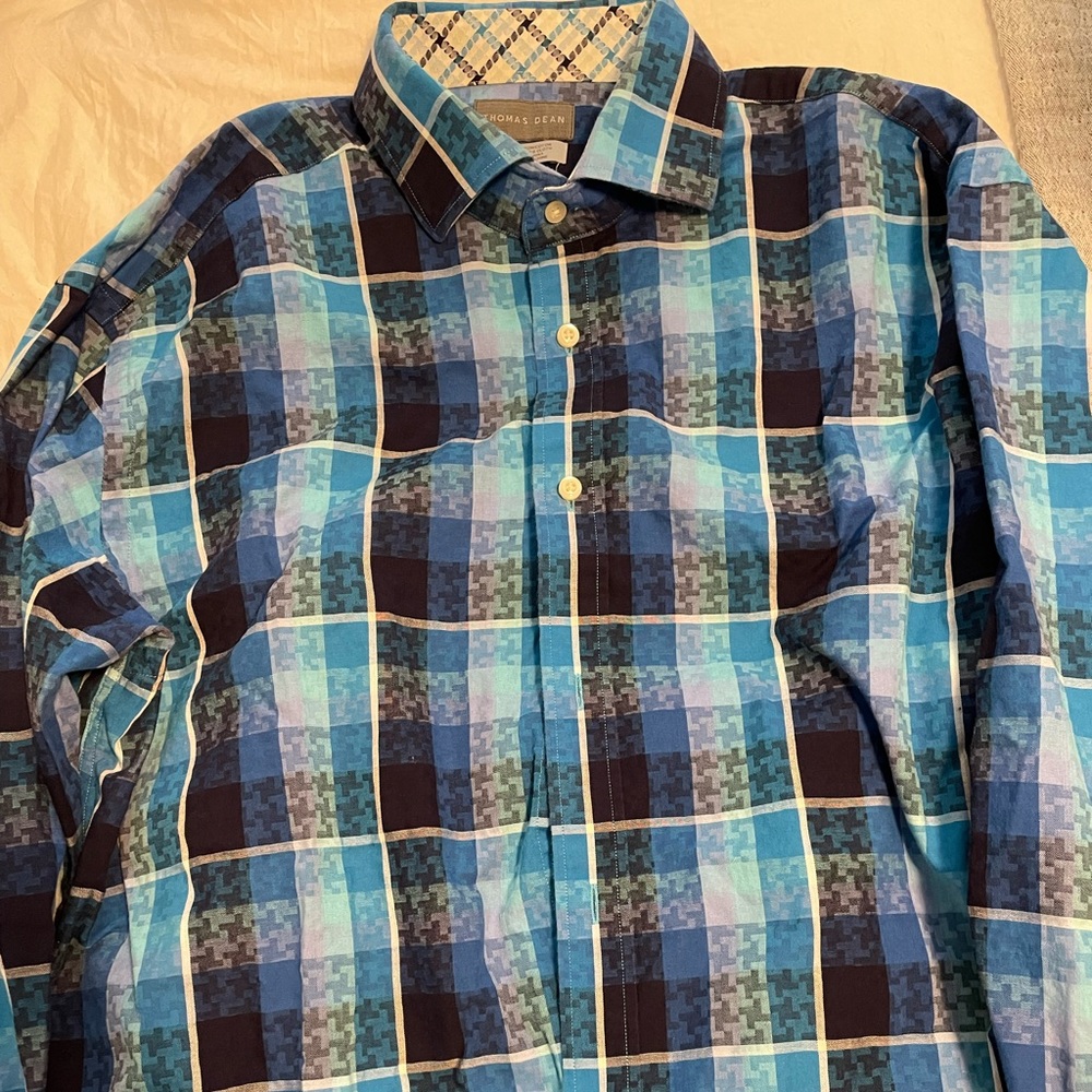 Thomas Dean Plaid Print Shirt